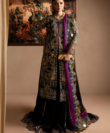Zumar | Black Embroidered Hand Embellished Sharara