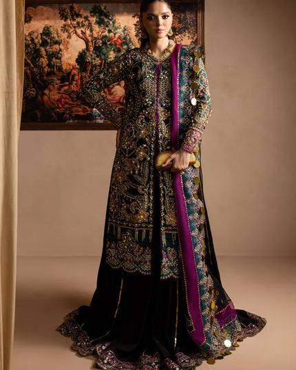 Zumar | Black Embroidered Hand Embellished Sharara