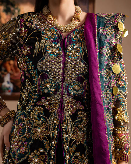 Zumar | Black Embroidered Hand Embellished Sharara