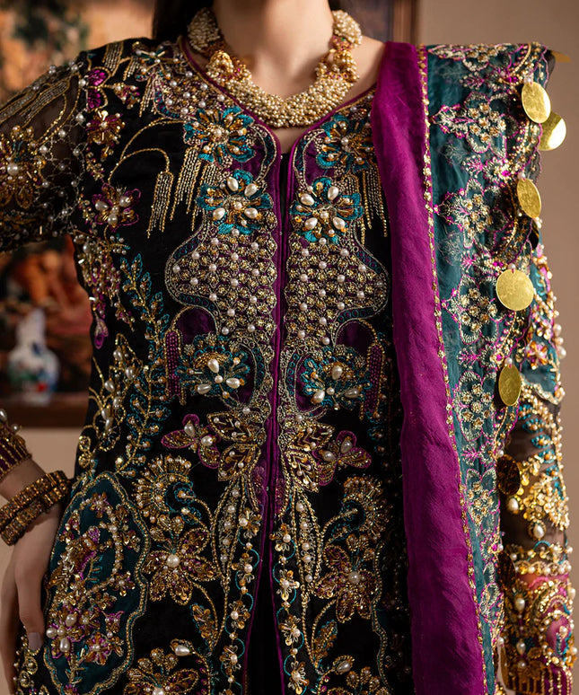Zumar | Black Embroidered Hand Embellished Sharara