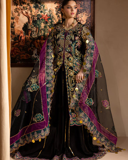 Zumar | Black Embroidered Hand Embellished Sharara