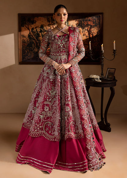 Nayaab | Magenta Embroidered Hand Embellished Pishwas Lehenga