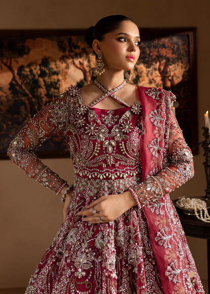 Nayaab | Magenta Embroidered Hand Embellished Pishwas Lehenga
