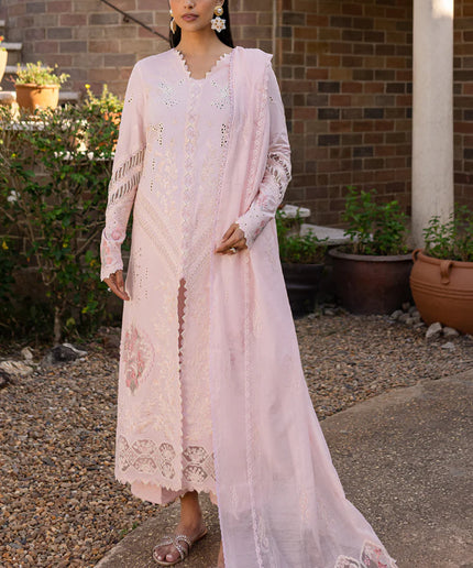 Qalamkar | Pink Embroidered Lawn Suit