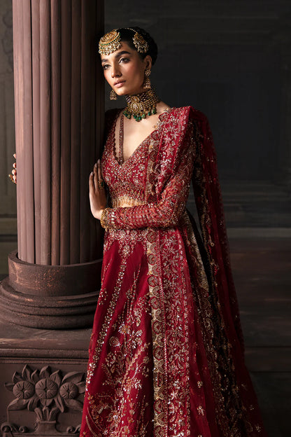 Emmaline | Maroon Net Organza Embellished Lehenga Choli