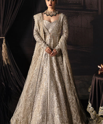 Margaret | Golden Zari Hand Embellished Front Panel Gown