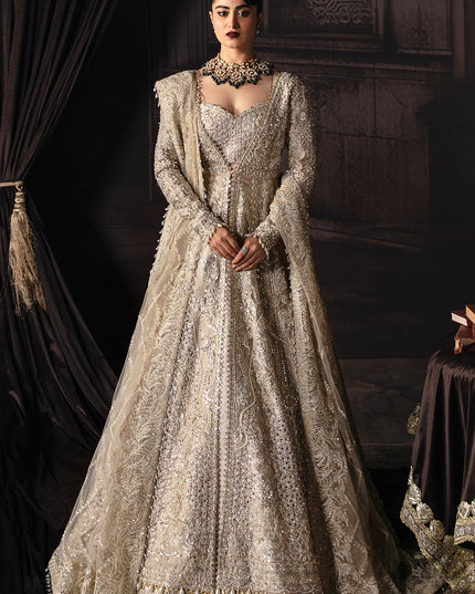 Margaret | Golden Zari Hand Embellished Front Panel Gown