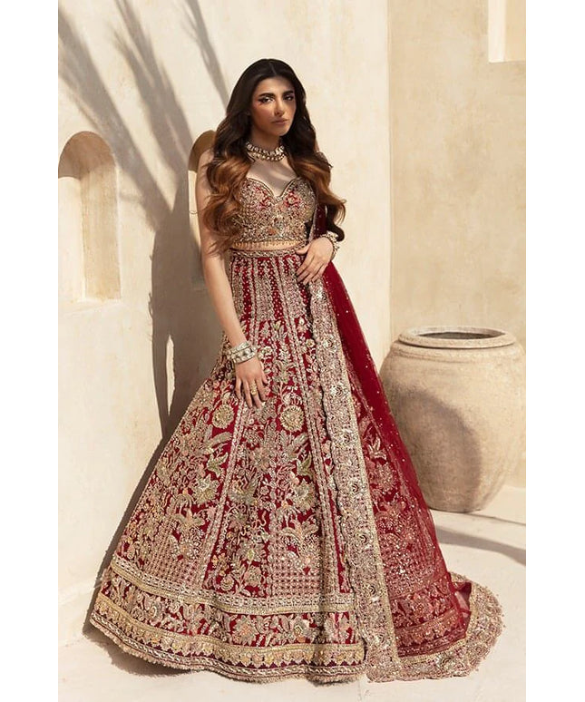 Soraya | Red Net Embellished Bridal Lehenga Choli