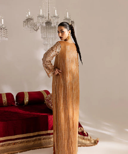 Hala | Rust Cut Work Chiffon Kaftan