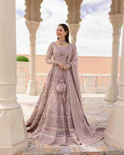 Faiza Saqlain | Lilac Net Embroidered Embellished Lehenga Choli