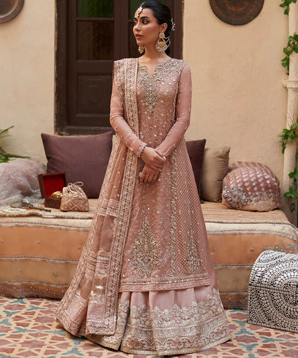 Faiza Saqlain | Pink Embellished Embroidered Raw Silk Sharara