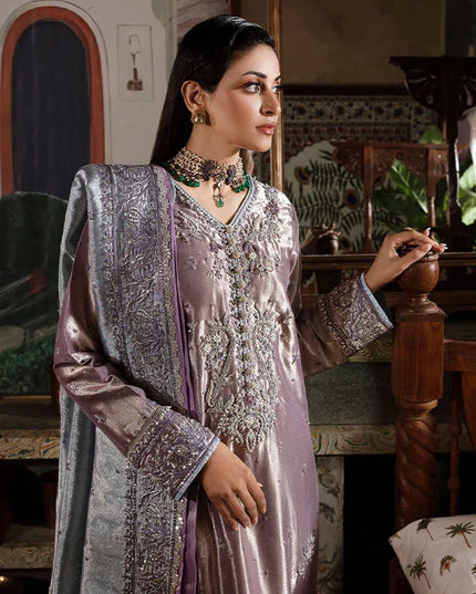 Mushq | Purple Silver Embellished Silk Suit