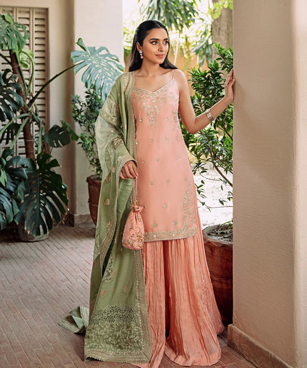 Faiza Saqlain | Embroidered Korean Raw Silk Sharara