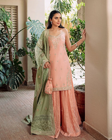 Faiza Saqlain | Embroidered Korean Raw Silk Sharara