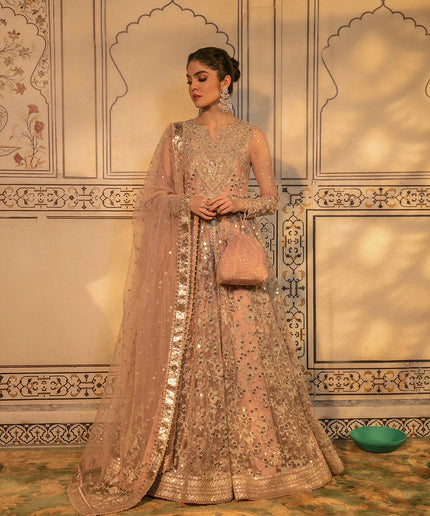 Faiza Saqlain | Embellished Zari Net Pishawas Churidar Dress