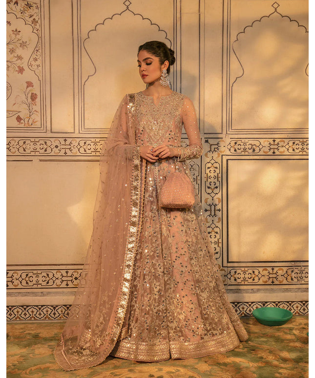 Faiza Saqlain | Embellished Zari Net Pishawas Churidar Dress
