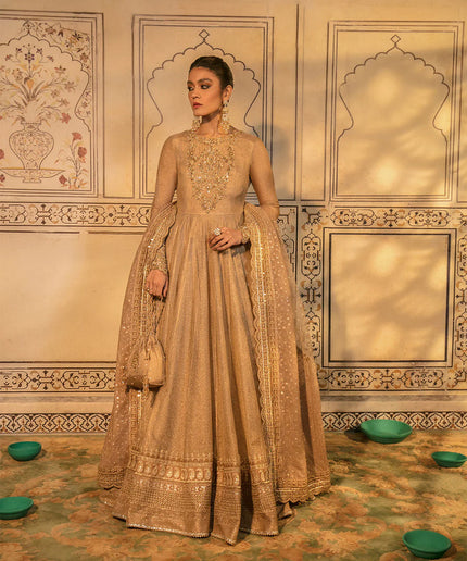 Faiza Saqlain | Embellished Zari Net Pishawas Churidar Dress