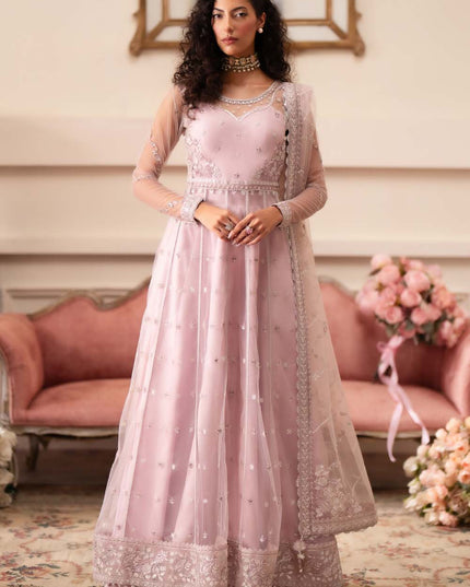 Helena | Lilac Chiffon Embroidered Lehenga