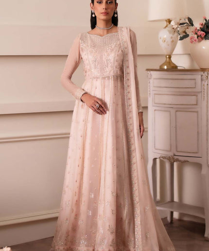 Roselyn | Peach Chiffon Embroidered Lehenga