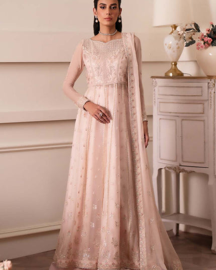 Roselyn | Peach Chiffon Embroidered Lehenga