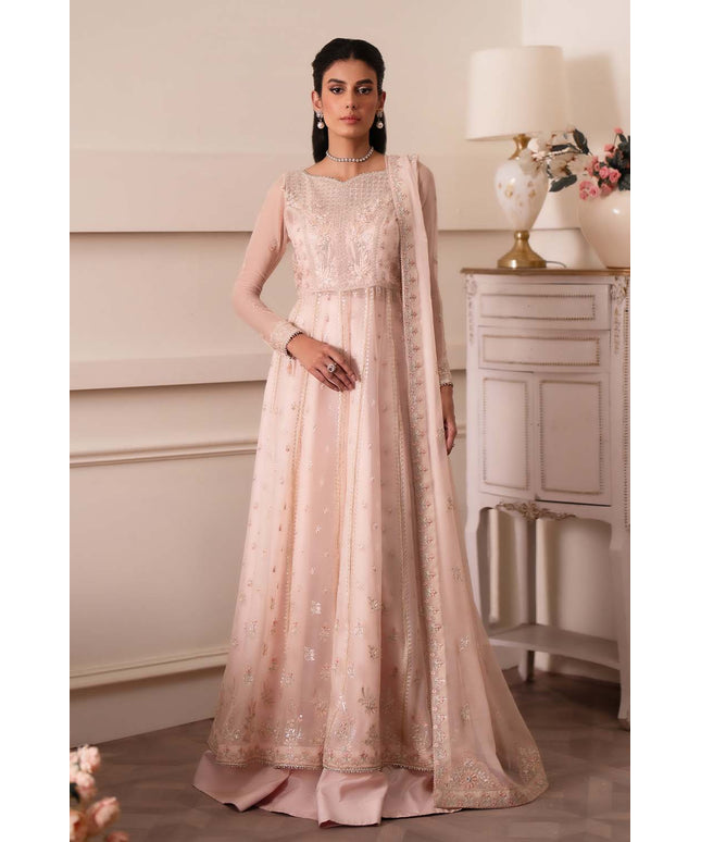 Roselyn | Peach Chiffon Embroidered Lehenga