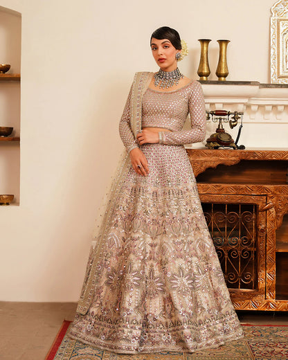 Faiza Saqlain | Embroidered Embellished Chiffon Lehenga Choli