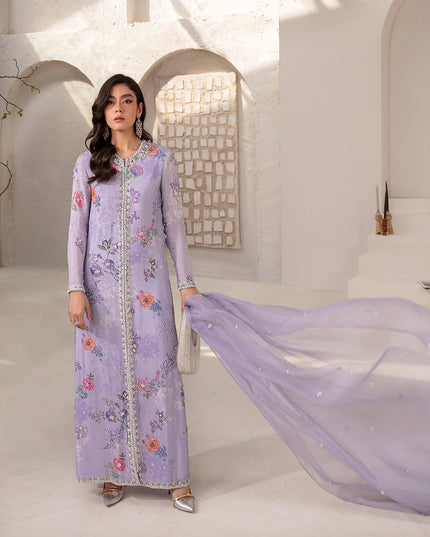 Faiza Saqlain | Lilac Silk Embellished Shirt Silhouette