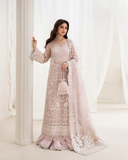 Faiza Saqlain | Dusty Rose Embellished and Embroidered Pishwas