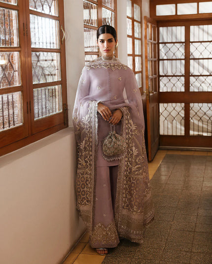 Faiza Saqlain | Lilac Raw Silk Embroidered Suit