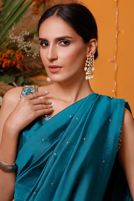 Sanita | Sea Green Silk Embellished Saree