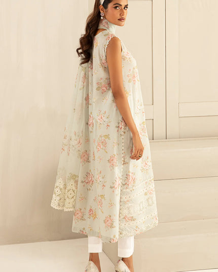 White Printed Floral Lawn Dress