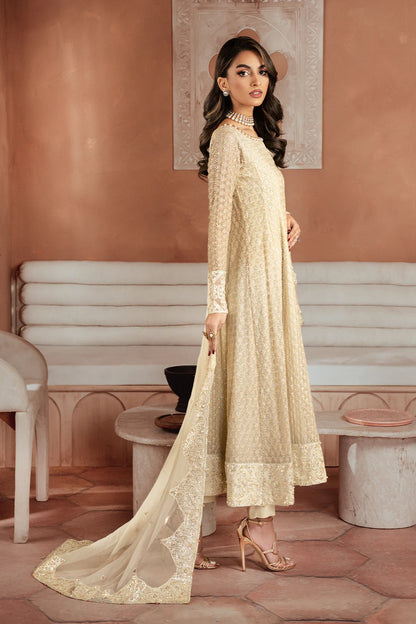 Iznik | Off White Chiffon Embroidered Pishwas