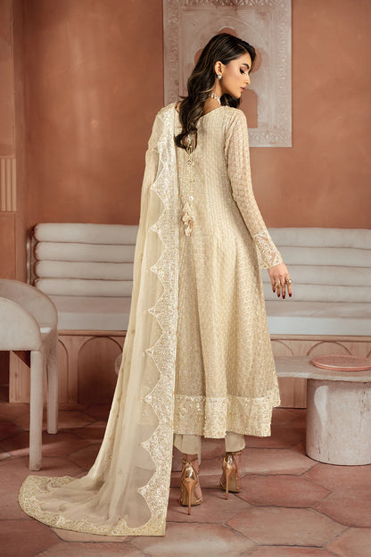 Iznik | Off White Chiffon Embroidered Pishwas