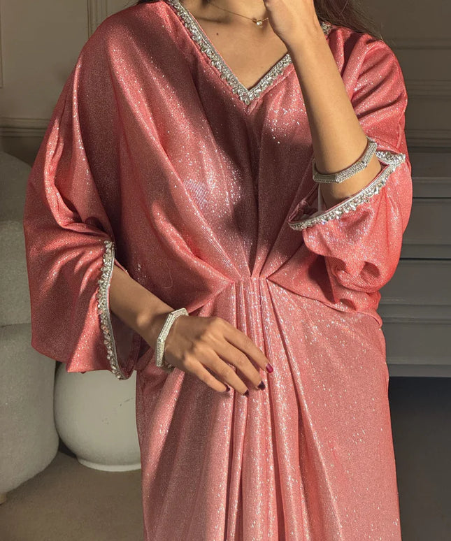 Coleen | Peachy Pink Shimmer Kaftan
