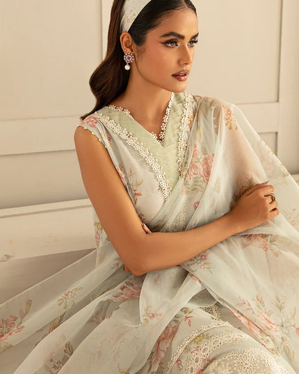 White Printed Floral Lawn Dress
