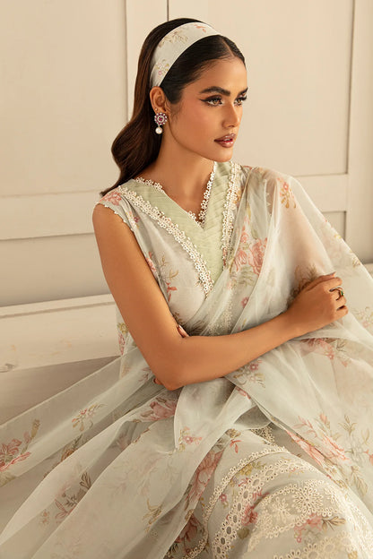 White Printed Floral Lawn Dress