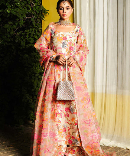 Hussain Rehar | Floral Silk Embellished Dress