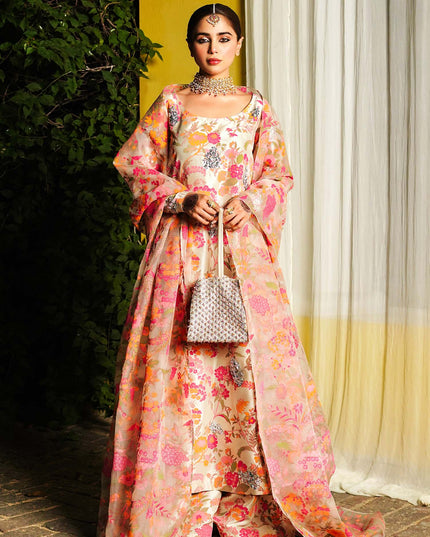 Hussain Rehar | Floral Silk Embellished Dress