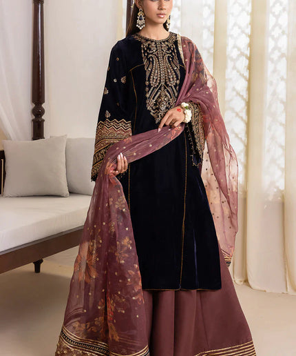 BAROQUE | Embroidered Pure Velvet Sharara