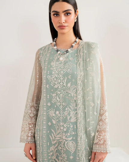Baroque | Green Chiffon Embroidered Suit