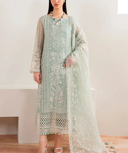 Baroque | Green Chiffon Embroidered Suit
