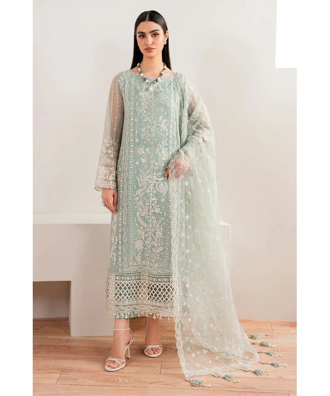 Baroque | Green Chiffon Embroidered Suit