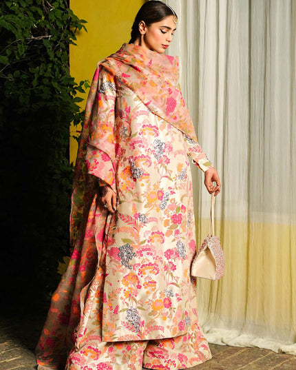 Hussain Rehar | Floral Silk Embellished Dress