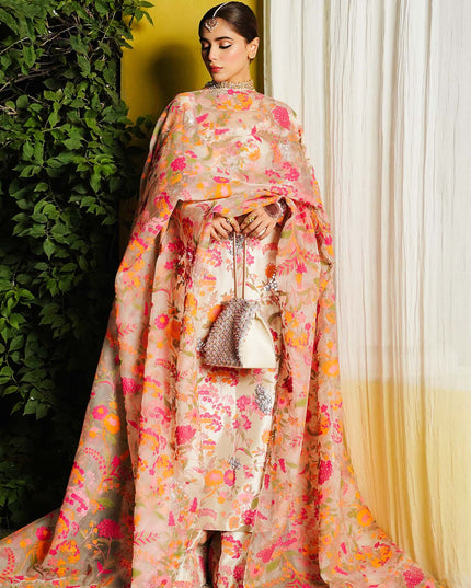 Hussain Rehar | Floral Silk Embellished Dress