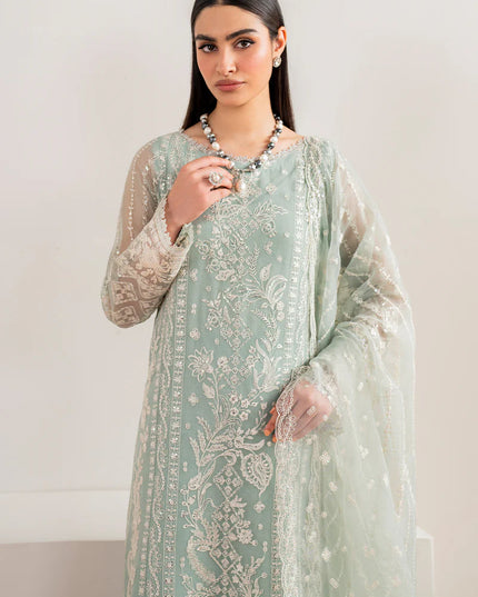 Baroque | Green Chiffon Embroidered Suit