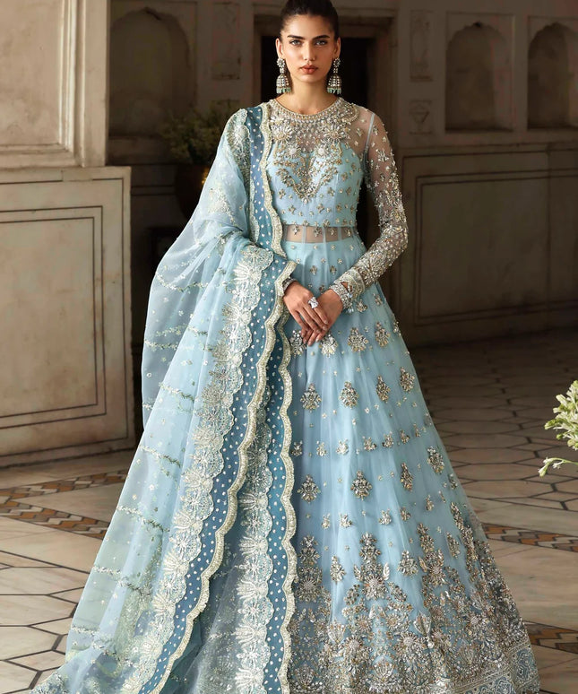 Rumul | Blue Embroidered Embellished Peshwas Lehenga