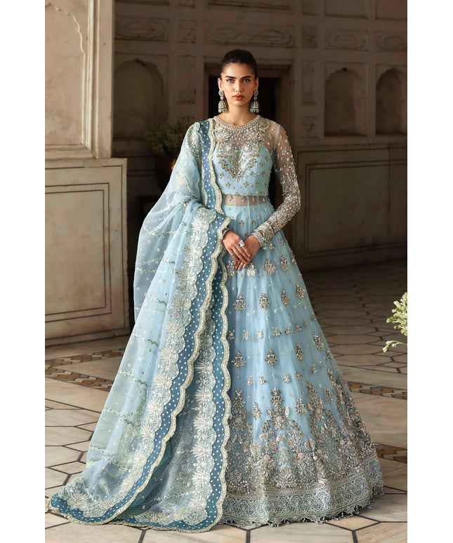 Rumul | Blue Embroidered Embellished Peshwas Lehenga