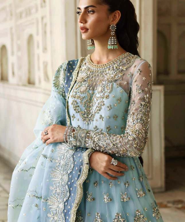 Rumul | Blue Embroidered Embellished Peshwas Lehenga