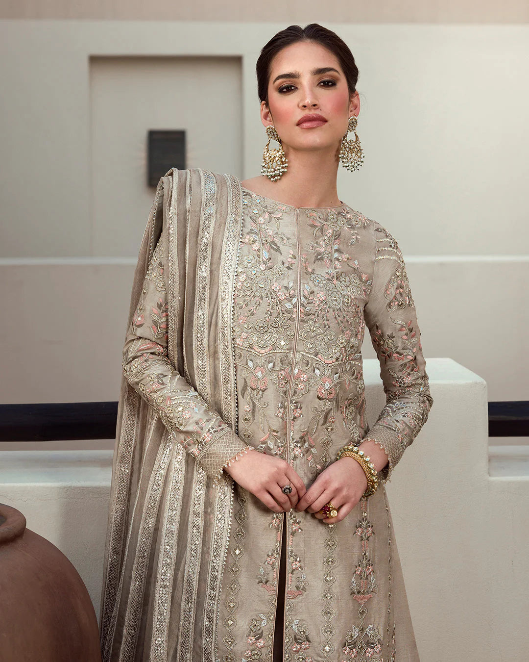 Faiza Saqlain | Embroidered Korean Raw Silk Suit