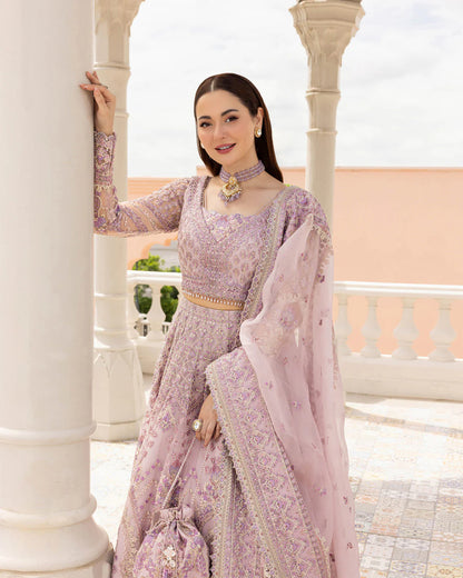Faiza Saqlain | Lilac Net Embroidered Embellished Lehenga Choli